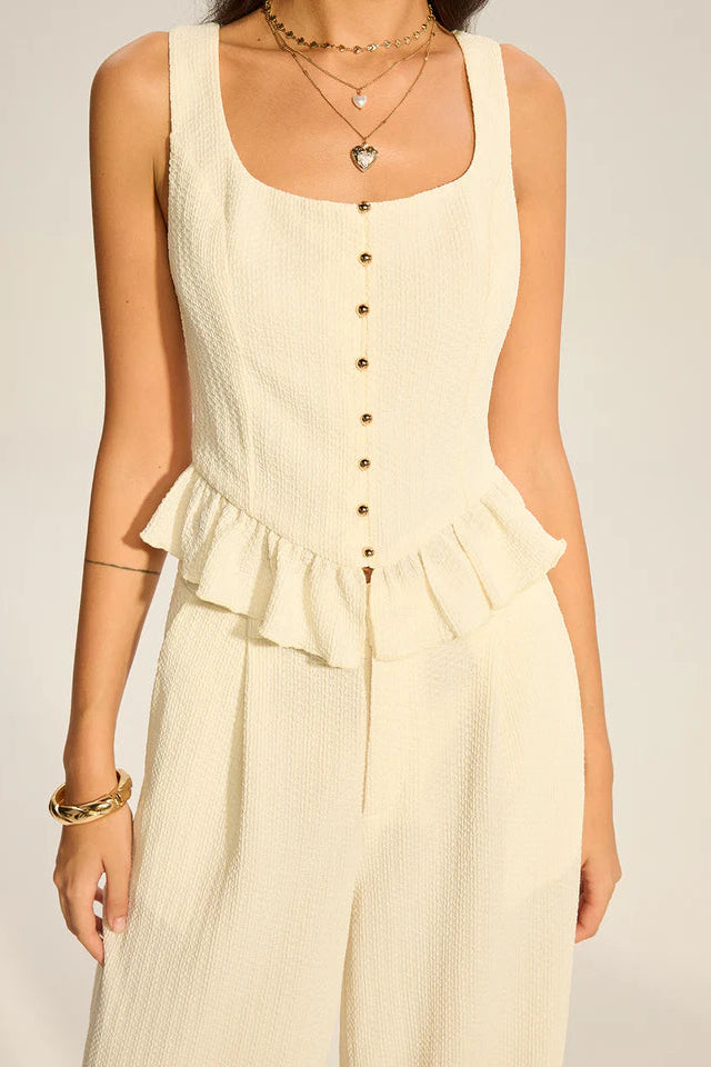 COMMENSE | Textured Peplum Top (S)