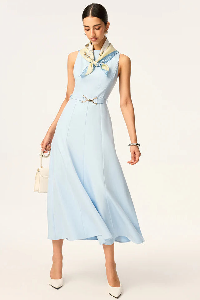 COMMENSE | Belted Sleeveless Midi Dress (L)