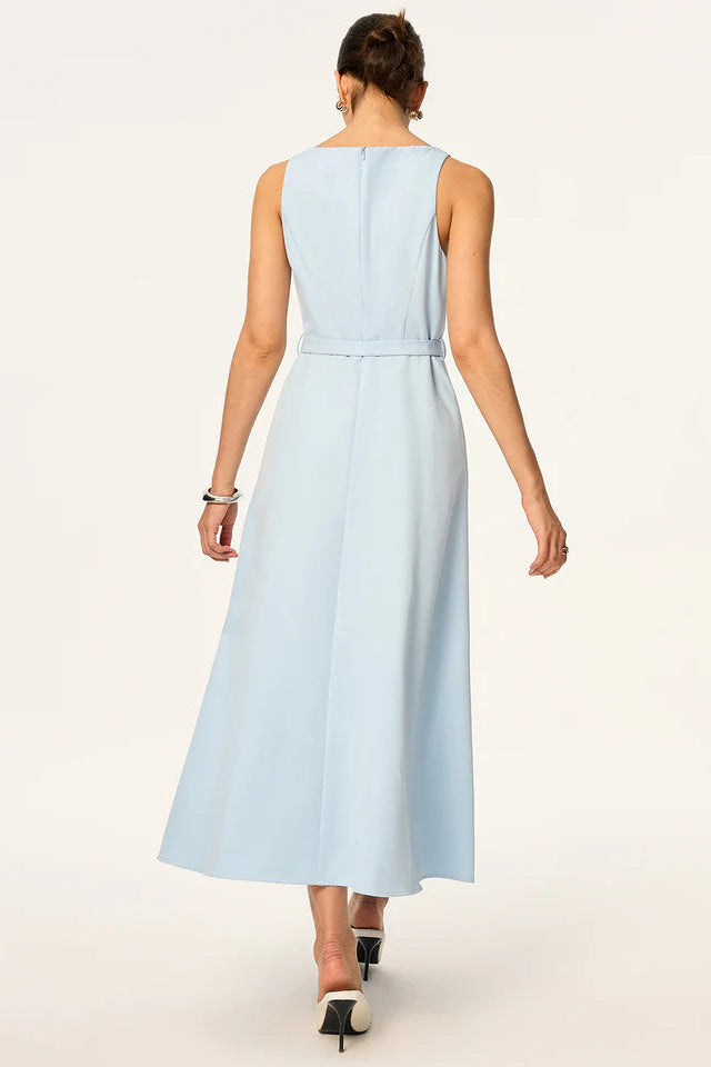 COMMENSE | Belted Sleeveless Midi Dress (L)