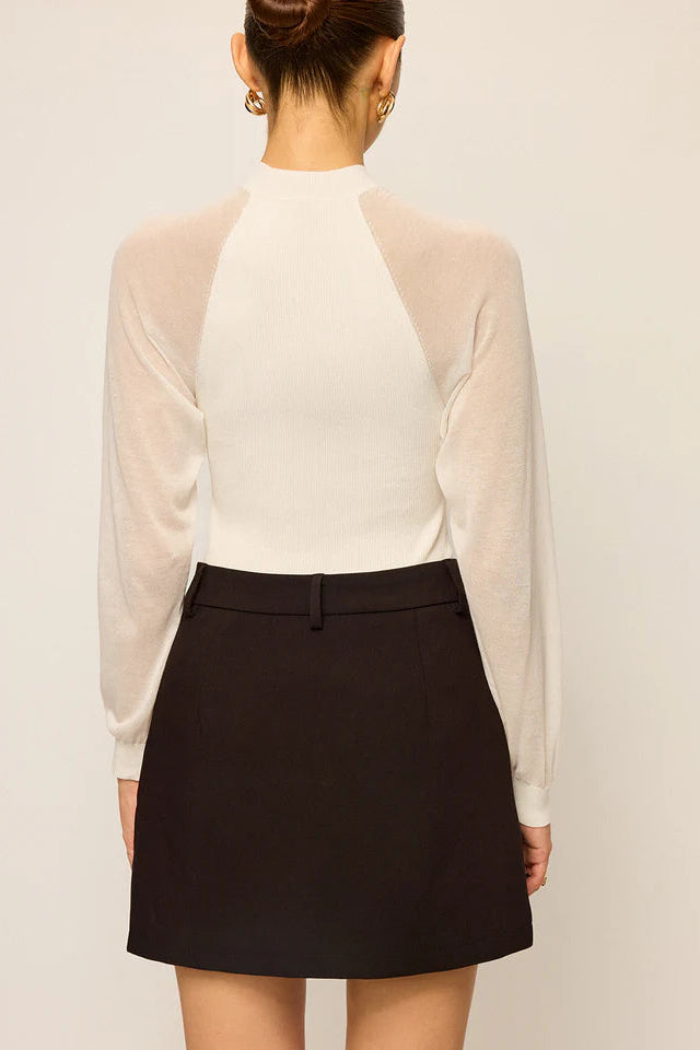 COMMENSE | Sheer-Sleeved Cotton Knit Top (XS)