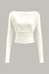 COMMENCE - Semi-Sheer Ruched Waist Long-Sleeve Top (L)