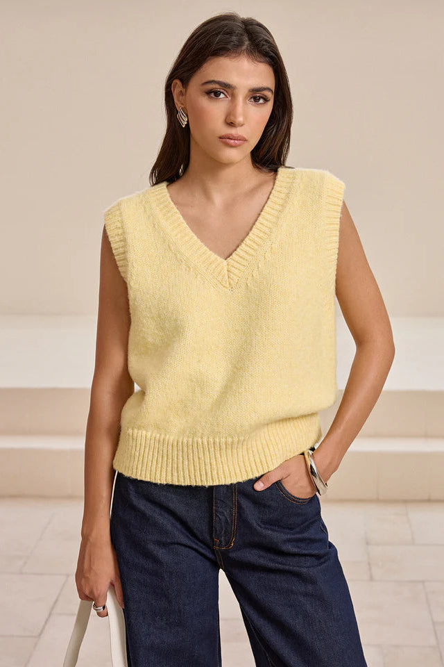 COMMENSE | V-Neck Wool Blend Knitted Vest (L)