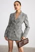 COMMENSE | Plaid Cotton Blend Blazer with Wide Belt (M)
