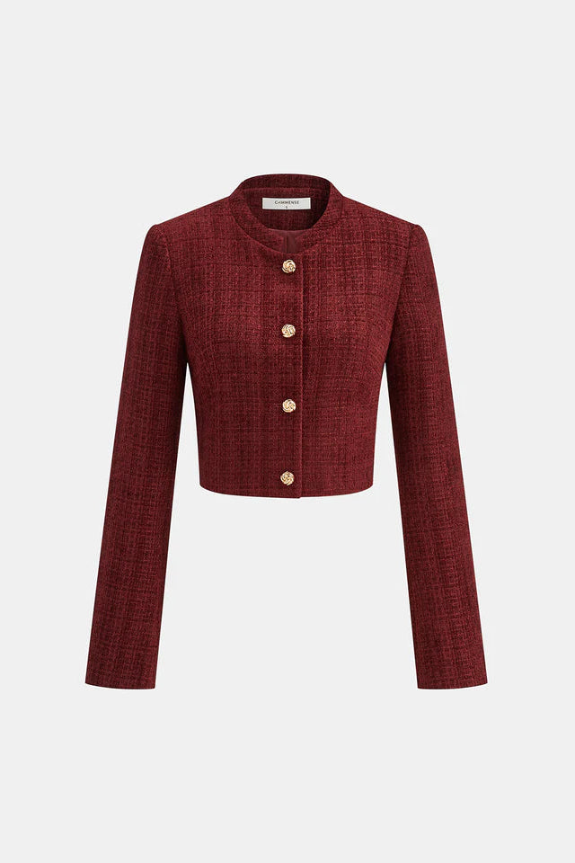 COMMENSE | Metal Button Tweed Cropped Blazer (M)