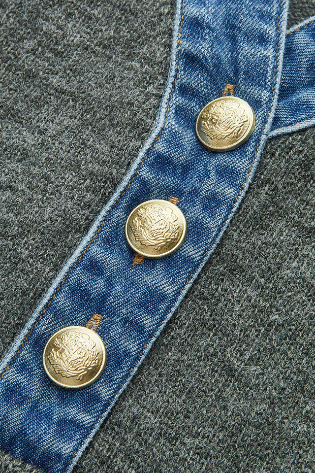 COMMENSE | Denim Collar Knit Top (S)