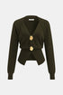 COMMENSE | Metal Button V-Neck Knit Cardigan (L)