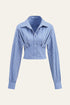 COMMENSE | Striped Cinched Waist Cropped Shirt (L)