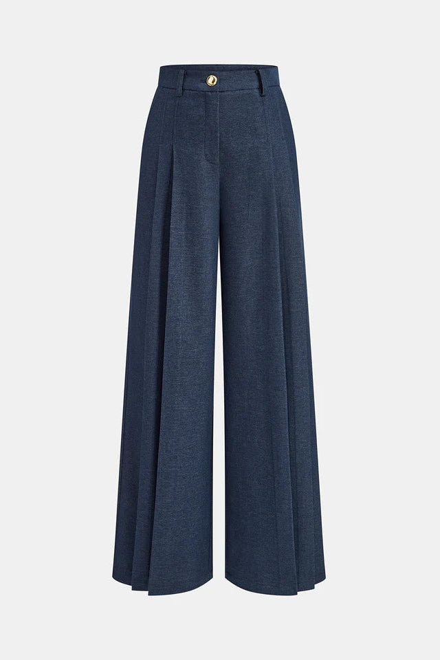 COMMENSE | Mid-Waisted Pleated Wide-Leg Pants (S)