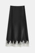 COMMENSE | Lace Trim Satin Maxi Skirt (XS)