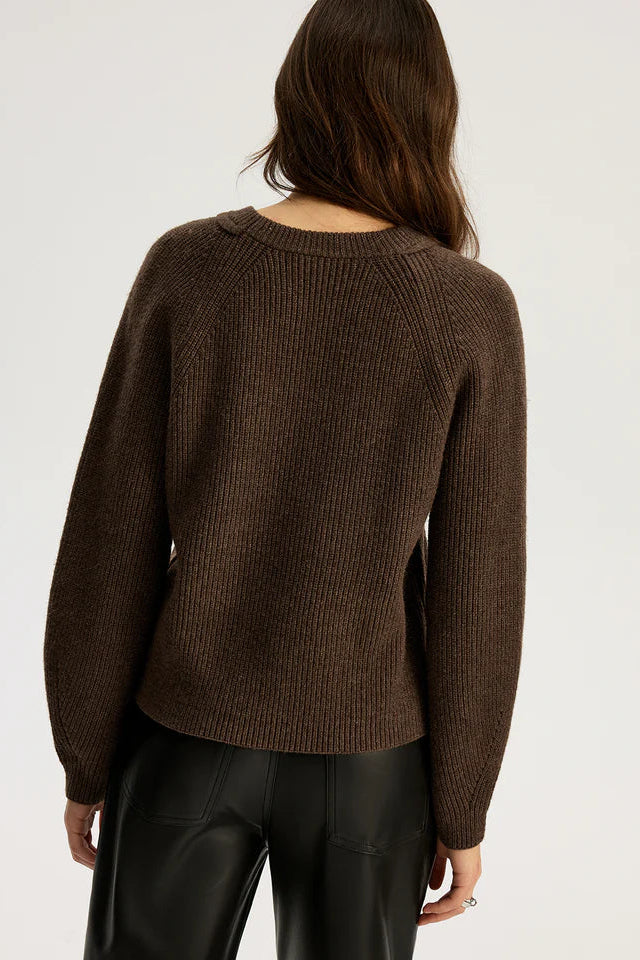 COMMENSE | Cut-Out Ribbed Knit Sweater (S)