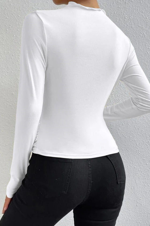 COMMENSE | Ruching Long Sleeve Shirt (XS)