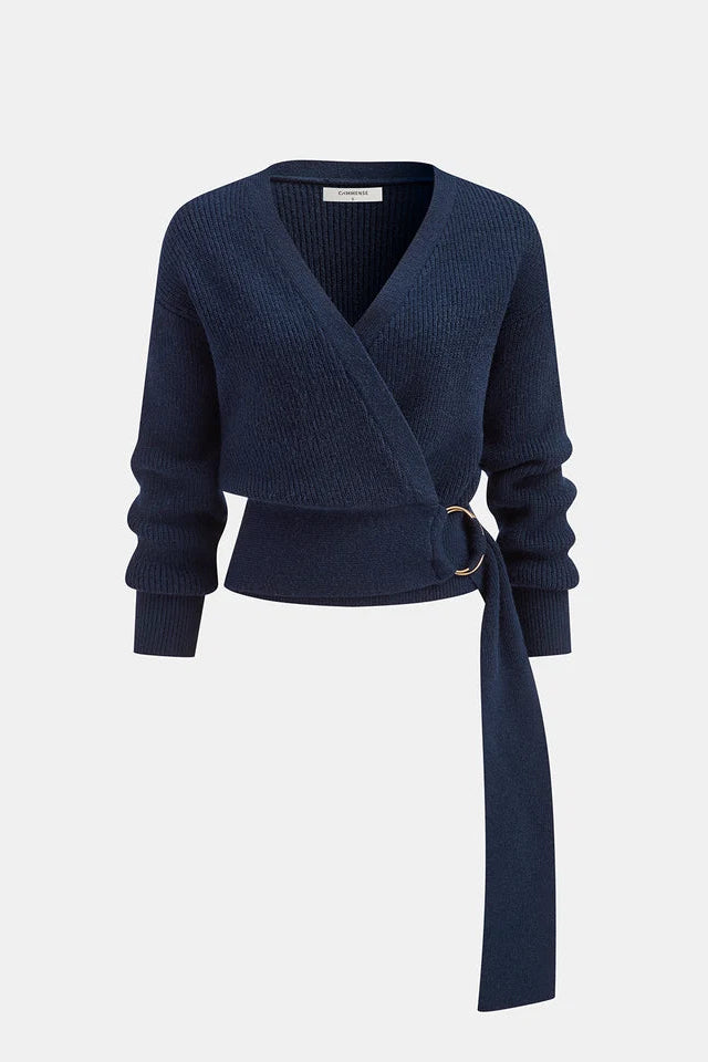 COMMENSE-Metal Ring Knit Wrap Cardigan (S/M)
