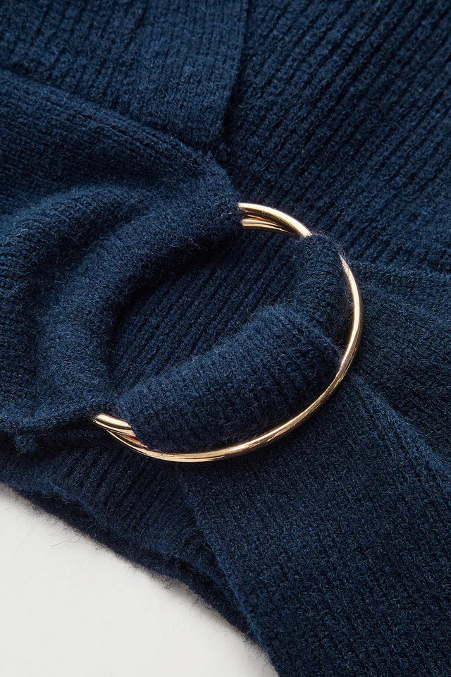 COMMENSE-Metal Ring Knit Wrap Cardigan (S/M)