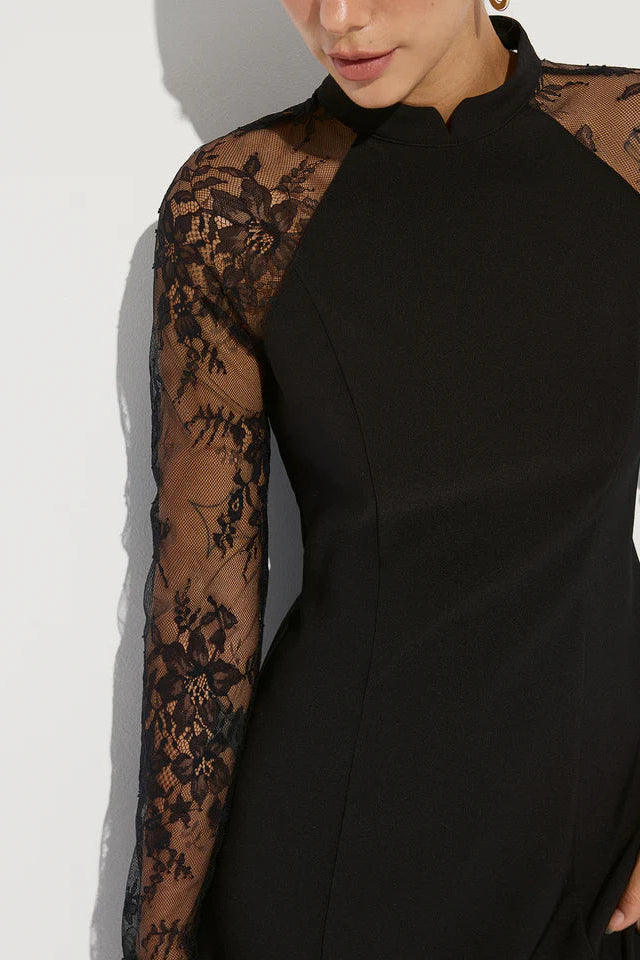 COMMENSE | Lace Sleeve A-Line Mini Dress (L)