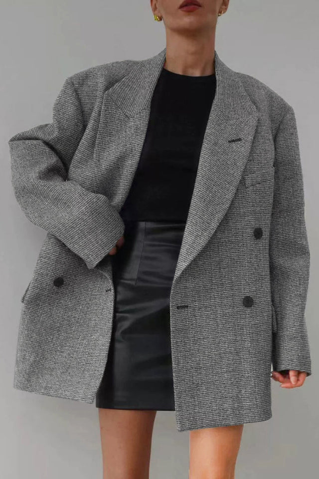 COMMENSE | Wool-Blend Plaid Belted Blazer (M)