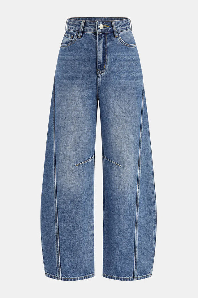 COMMENSE | Denim Curved-Leg Jeans (S)