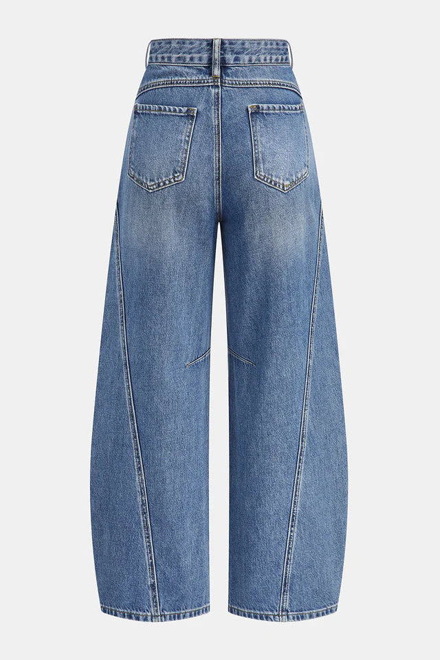 COMMENSE | Denim Curved-Leg Jeans (S)