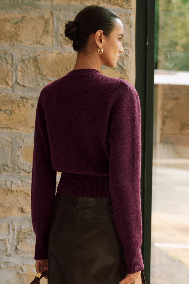 COMMENSE-Horsebit Detail Long Sleeve Sweater (S/M)