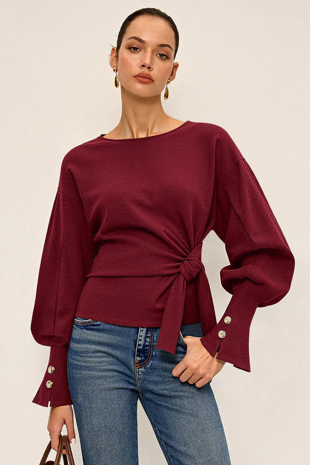 COMMENSE | Twist Knot Balloon Sleeve Sweatshirt (L)