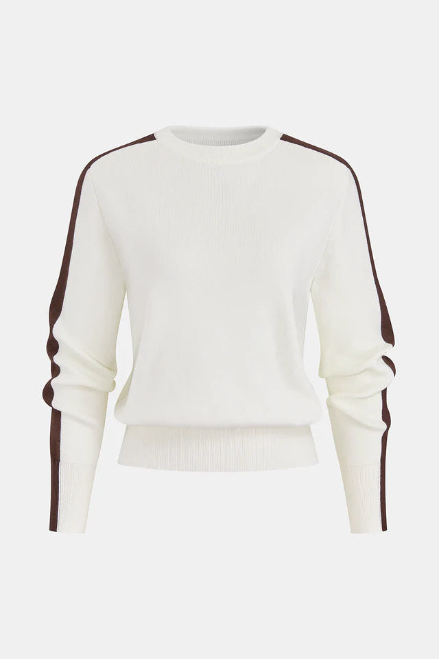 COMMENSE | Wool-Blend Contrast-Stripe Crew Neck Sweater (S)