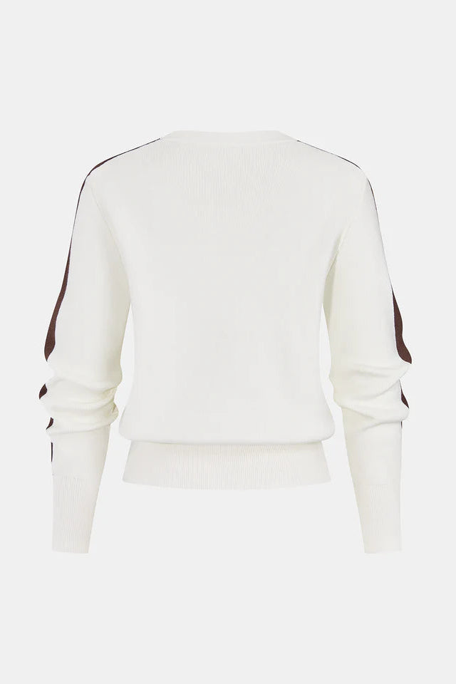 COMMENSE | Wool-Blend Contrast-Stripe Crew Neck Sweater (S)