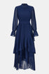COMMENSE | Semi-Sheer Pleated Chiffon Ruffle Maxi Dress (M)