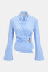 COMMENSE | Metal Detail Flared Sleeve Striped Top (S)