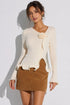 COMMENSE - 3D Floral Ruffled Hem Knit Top (M)