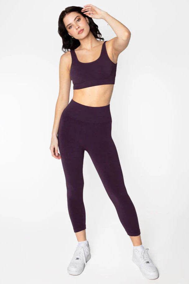 BAMBOO- 3/4 High Waisted Legging Plum (O/S)