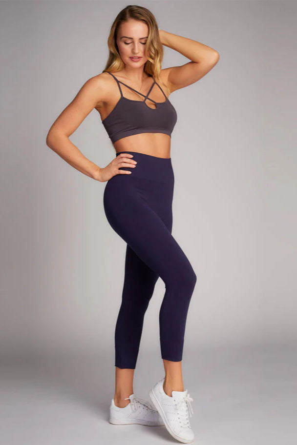 BAMBOO-3/4 High Waisted Legging Navy (O/S)