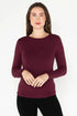 BAMBOO- Crew Neck Top Bordeaux (O/S)