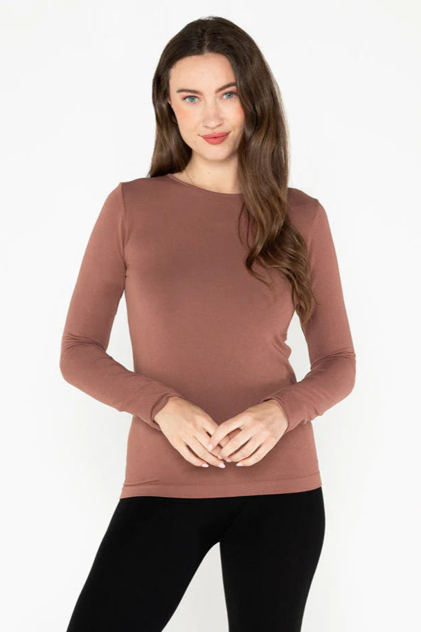 BAMBOO- Crew Neck Top Chestnut (O/S)