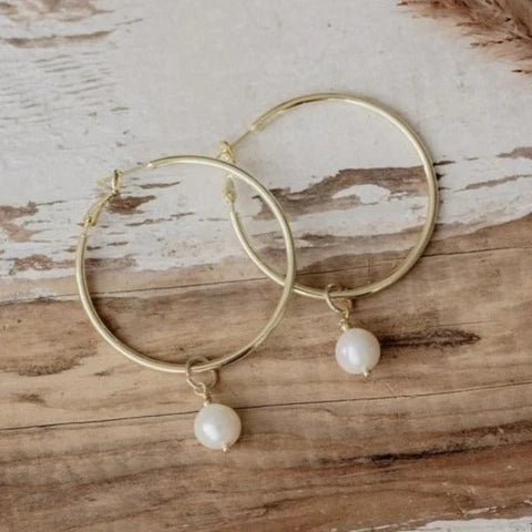 Halia Hoops - White Pearl