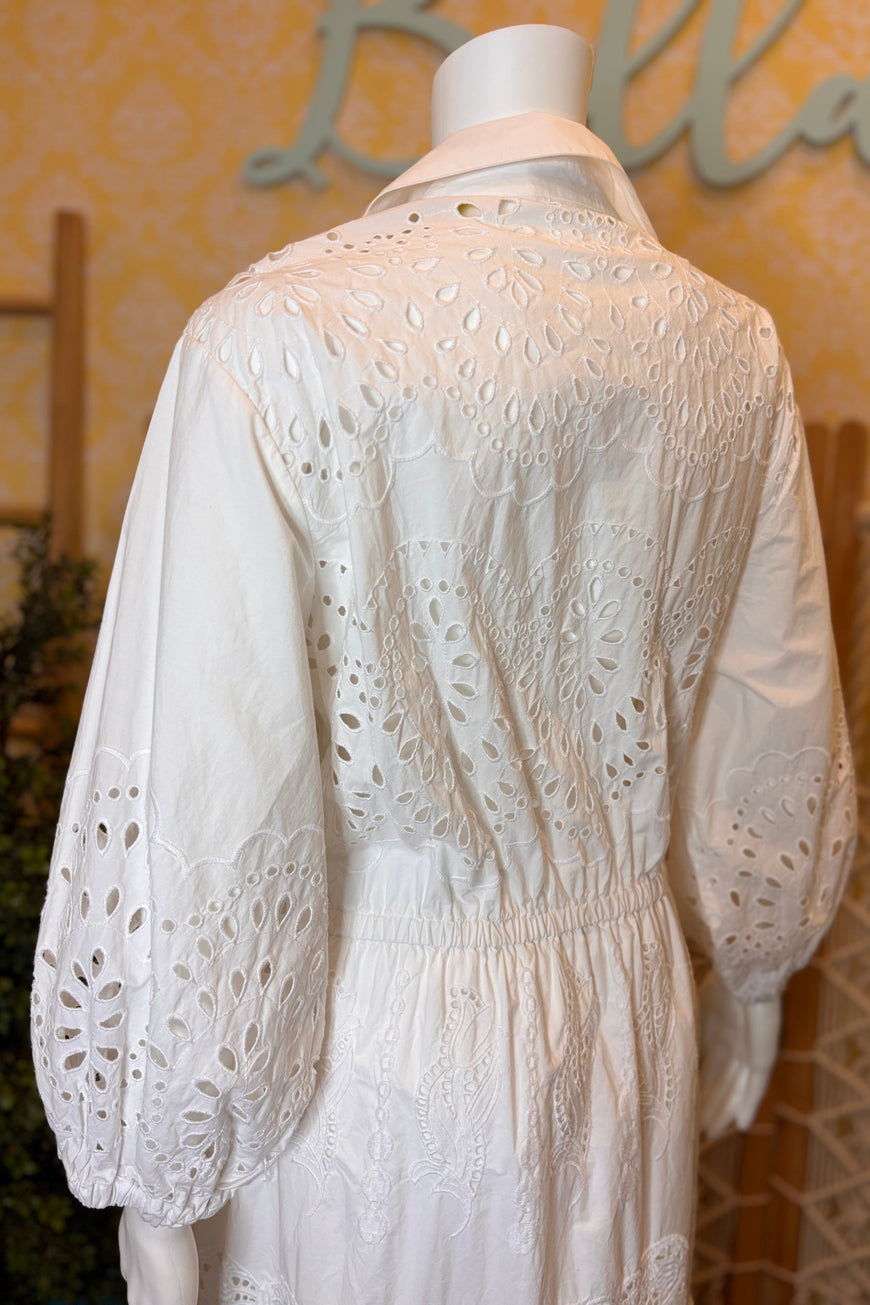 CARA CARA- Designer Hutton Eyelet dress (L)