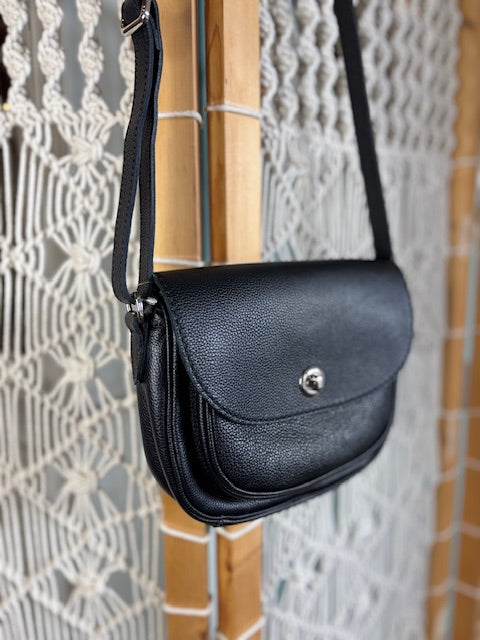 ROOTS Black Leather Crossbody