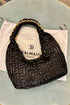 BALMAIN Pillow Monogram Quilted Leather Hobo Bag