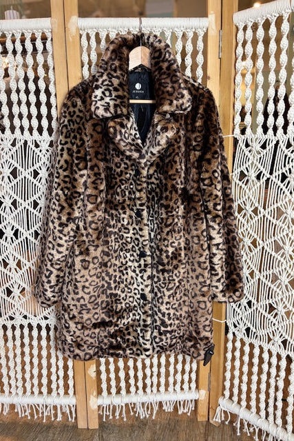 JESSICA-Faux Fur Leopard Coat (S)