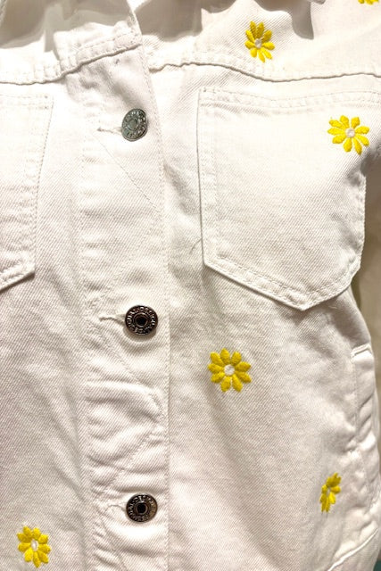 DESIGUAL-Daisy Embroidered Denim Jacket (L)