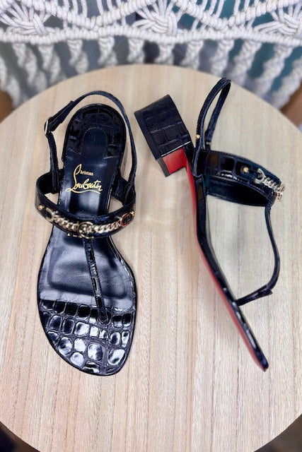 CHRISTIAN LOUBOUTIN- MJ Croc Effect Sandals NEW! (37.5)