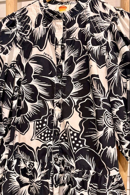 FARM RIO- Floral 3/4 Slv Mini Dress (XS)