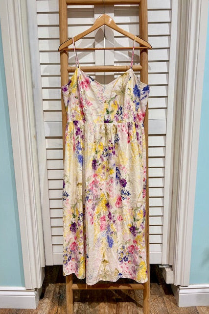 H&M- Linen Blend Floral Sun Dress (L)