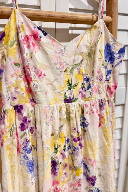 H&M- Linen Blend Floral Sun Dress (L)