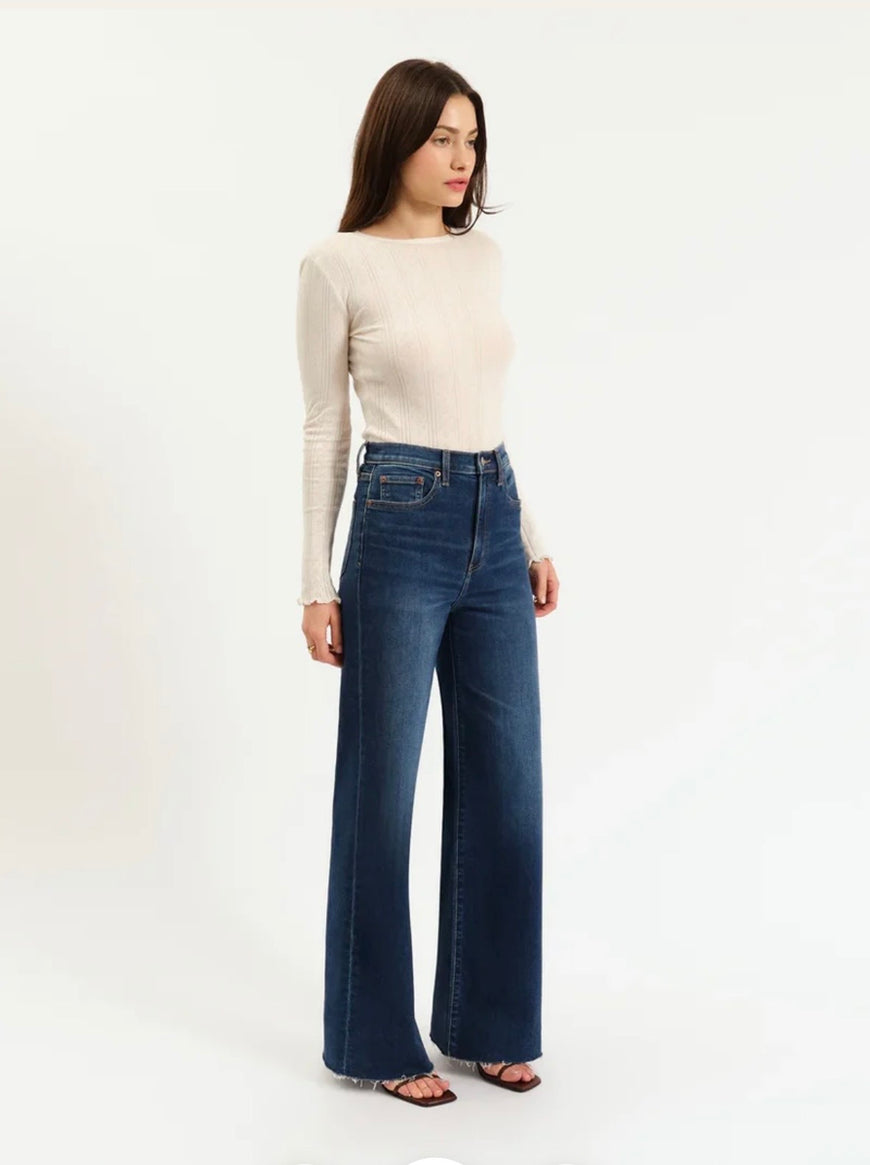DAZE Far Out High Rise Wide Leg in Waterfall