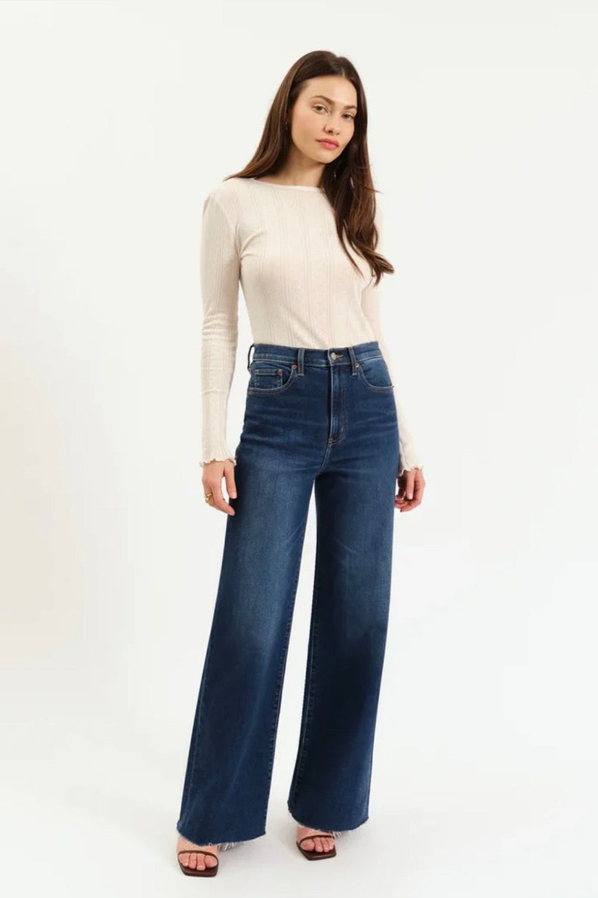 DAZE Far Out High Rise Wide Leg in Waterfall