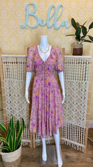 Spell & The Gypsy- Floral Midi Dress (size S fits 4-6)