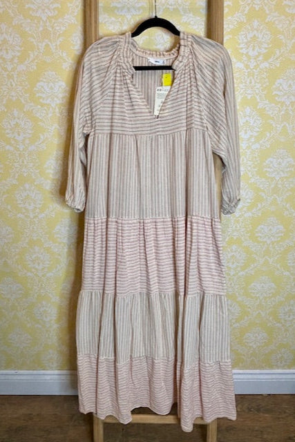 MANGO Oat Stripe Maxi Dress (6) NWT