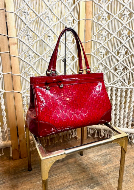 GUCCI Guccissima Mayfair Patent Handbag