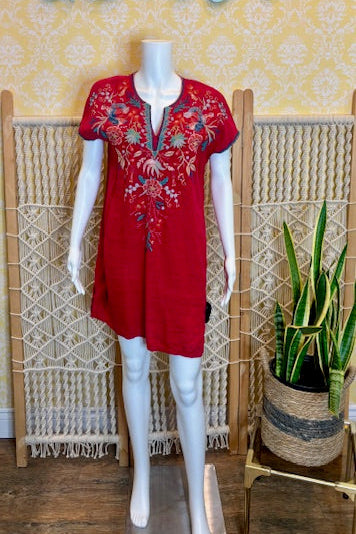 Johnny Was- Embroidered Linen Dress (S) Bella Women's Consignment Boutique Johnny Was- Embroidered Linen Dress (S) Bella Women's Consignment Boutique