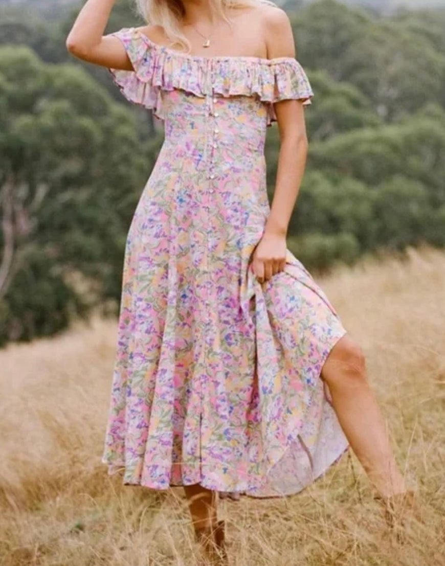 SPELL- Floral Maxi Dress (M- fits small)