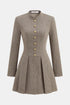 COMMENSE - Snap Button Plaid Pleated Mini Dress (L)